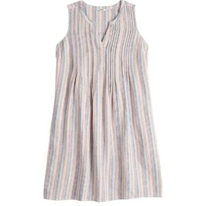 Sonoma Goods For Life Sleeveless Pintuck Striped Linen Blend Dress Size XL